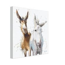 Load image into Gallery viewer, Coco and Eli the donkeys. Caroline's art canvas print