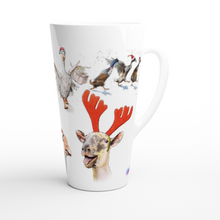 Load image into Gallery viewer, Christmas - White Latte 17oz Ceramic Mug - Art by Caroline Le Bourgeois