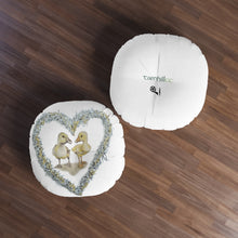 Load image into Gallery viewer, Giggle and Cuthbert LOVE - Art by Caroline Le Bourgeois - Tufted Floor Pillow, Round
