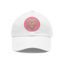 Load image into Gallery viewer, Giggle and Cuthbert LOVE - Art by Caroline Le Bourgeois - Cap Hat with Leather Patch (Round)
