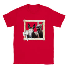 Load image into Gallery viewer, BEE Happy, Donkeys - Classic Kids Crewneck T-shirt - Photograph by Kara Robertson - Art by Caroline Le Bourgeois
