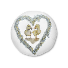 Load image into Gallery viewer, Giggle and Cuthbert LOVE - Art by Caroline Le Bourgeois - Tufted Floor Pillow, Round
