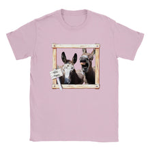 Load image into Gallery viewer, BEE Happy, Donkeys - Classic Kids Crewneck T-shirt - Photograph by Kara Robertson - Art by Caroline Le Bourgeois
