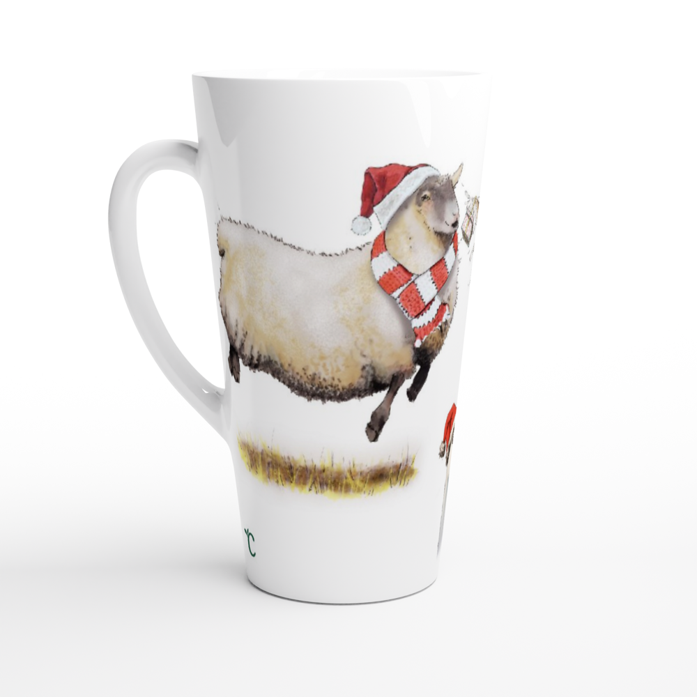 Christmas - White Latte 17oz Ceramic Mug - Art by Caroline Le Bourgeois