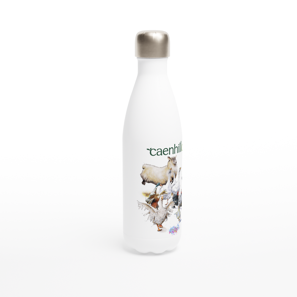 Farm Rush Hour composition - Art by Caroline Le Bourgeois -  White 17oz Stainless Steel Water Bottle